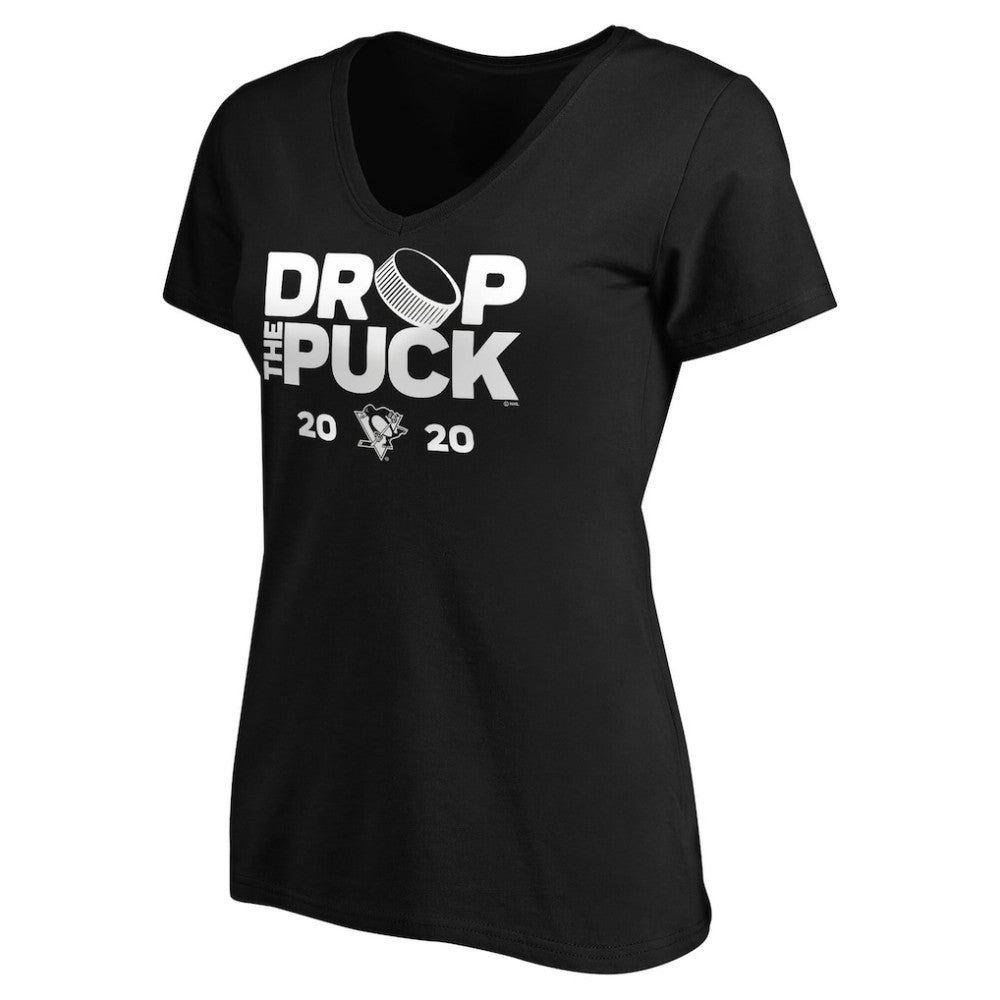 Pittsburgh Penguins Women's Drop the Puck V-Neck T-Shirt - Black - NHL 4001736