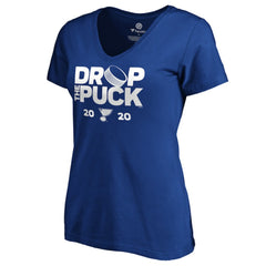St. Louis Blues Women's Drop the Puck V-Neck T-Shirt - Royal - NHL 4001738