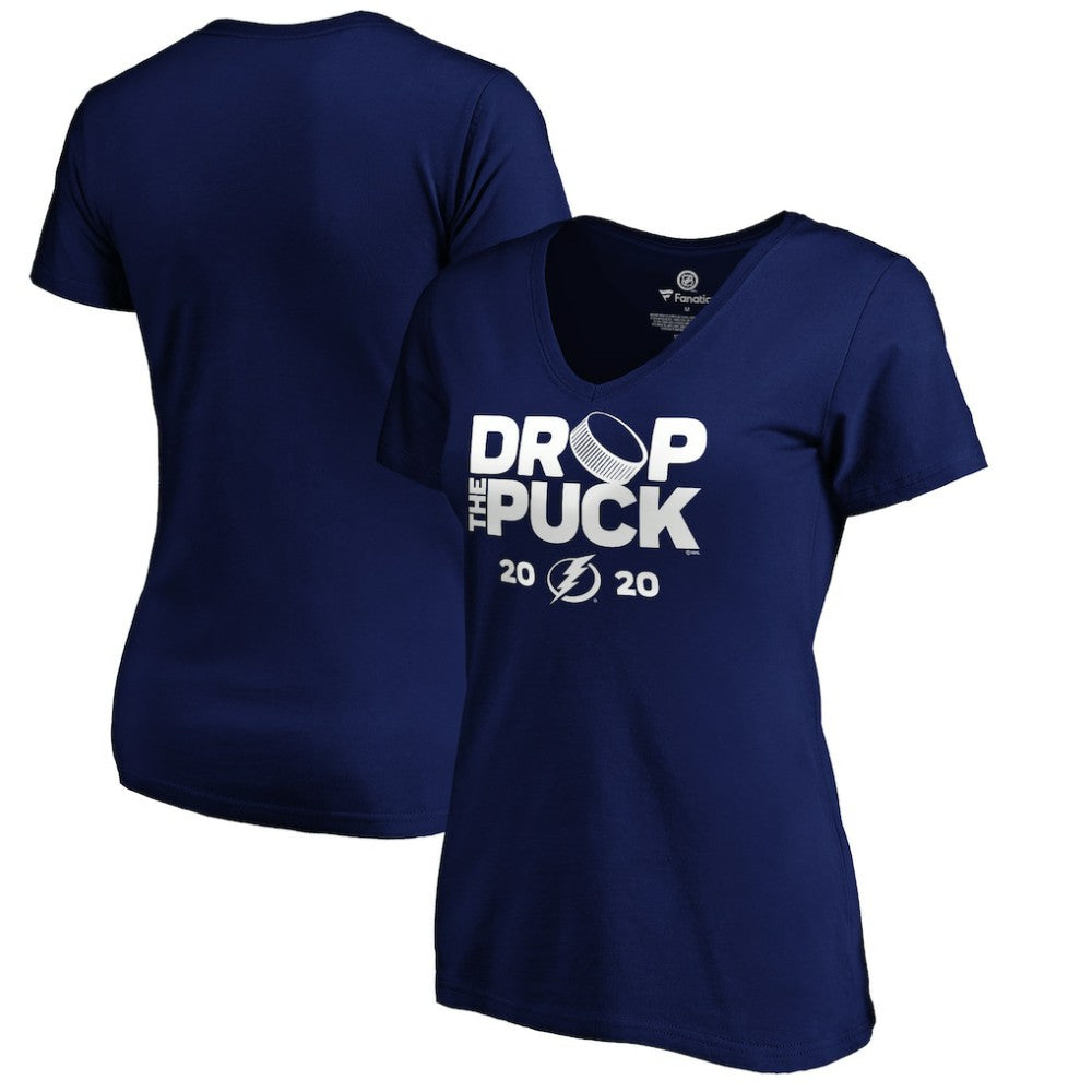 Tampa Bay Lightning Women's Drop the Puck V-Neck T-Shirt - Royal - NHL 4002170