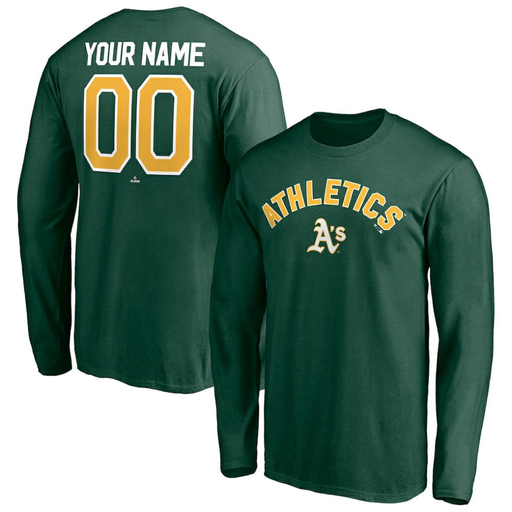 Athletics Personalized Winning Streak Name & Number Long Sleeve T-Shirt - Green - MLB on Sale