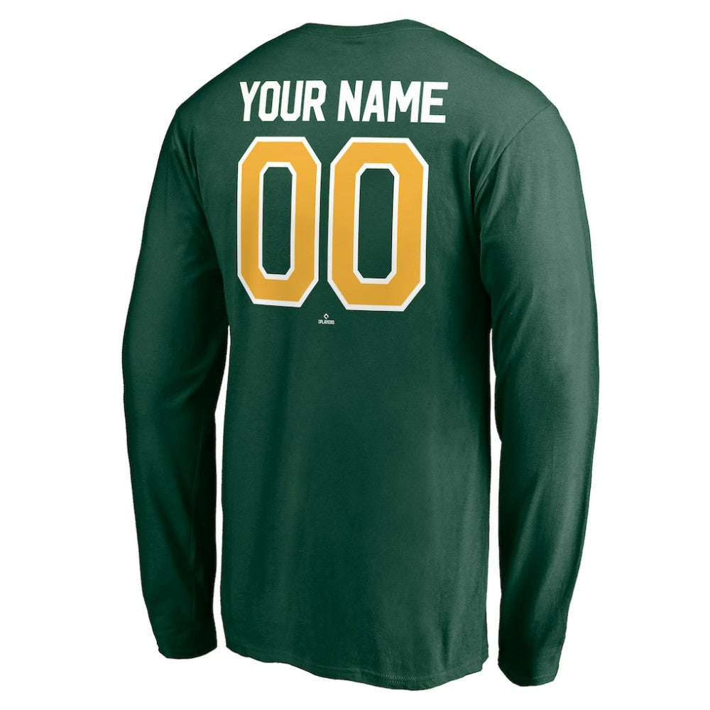 Athletics Personalized Winning Streak Name & Number Long Sleeve T-Shirt - Green - MLB on Sale