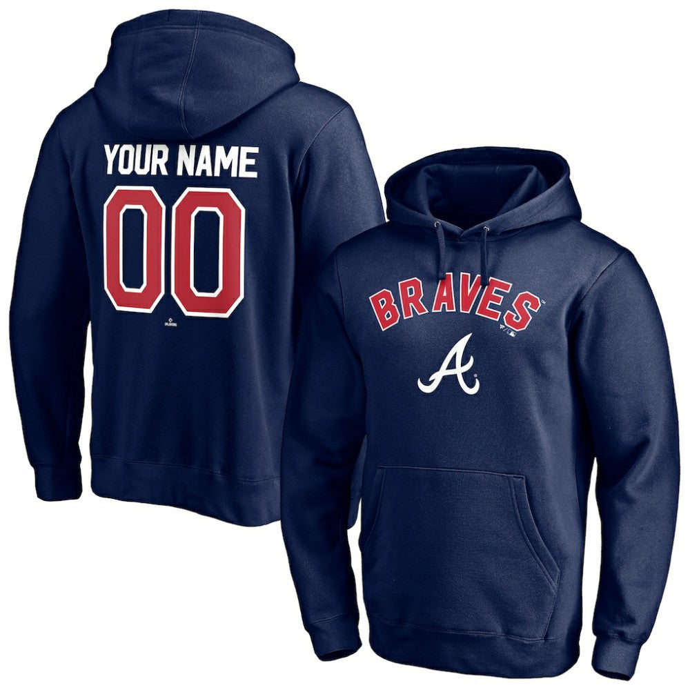 Atlanta Braves Personalized Winning Streak Name & Number Pullover Hoodie - Navy - MLB Sale