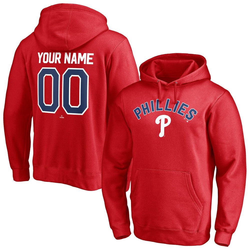 Philadelphia Phillies Personalized Winning Streak Name & Number Pullover Hoodie - Red - MLB Lifestyle
