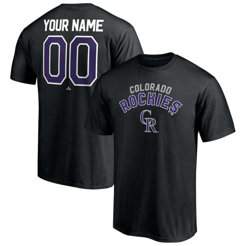 Colorado Rockies Personalized Team Winning Streak Name & Number T-Shirt - Black - MLB on Sale