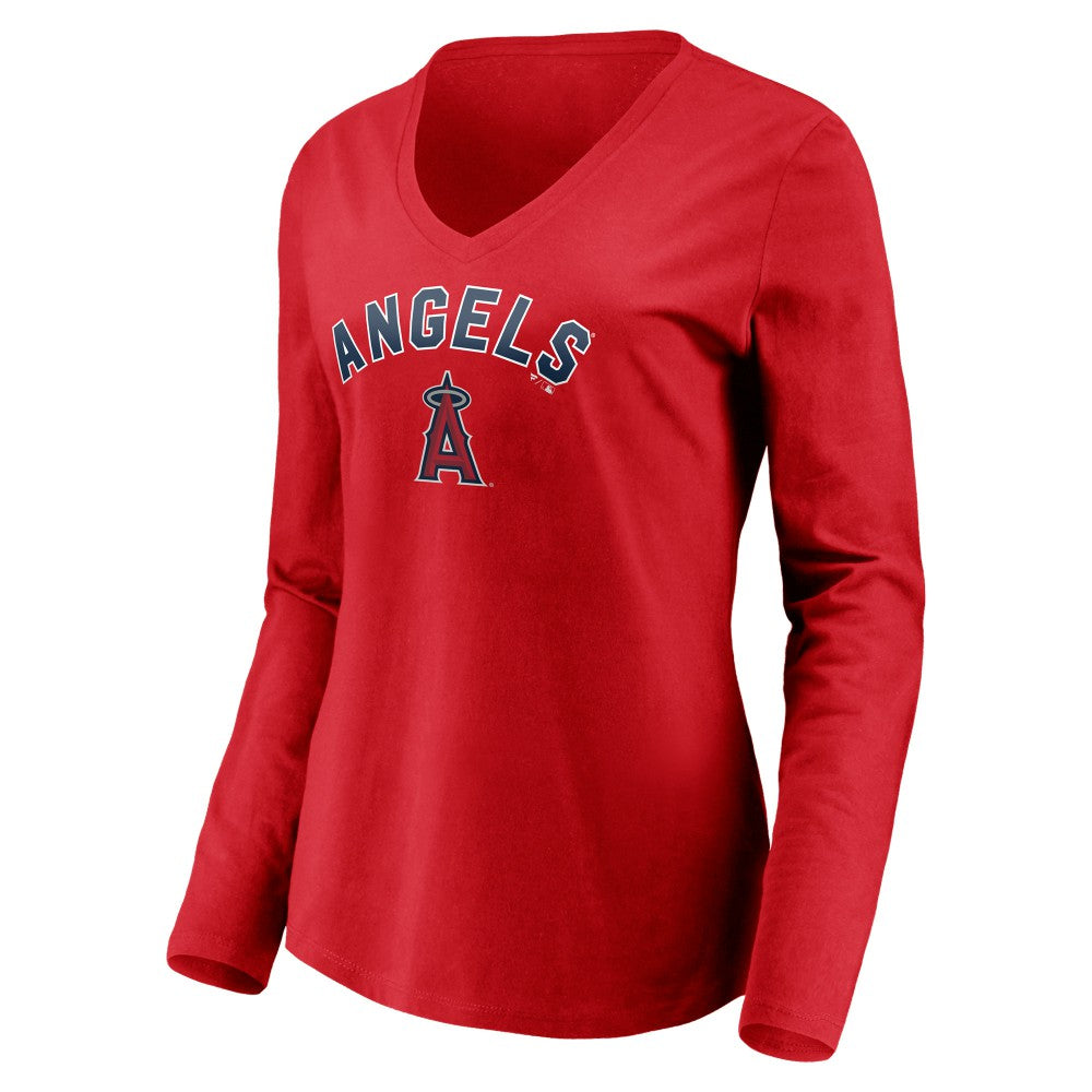 Los Angeles Angels Women's Personalized Winning Streak Name & Number Long Sleeve V-Neck T-Shirt - Red - MLB Online