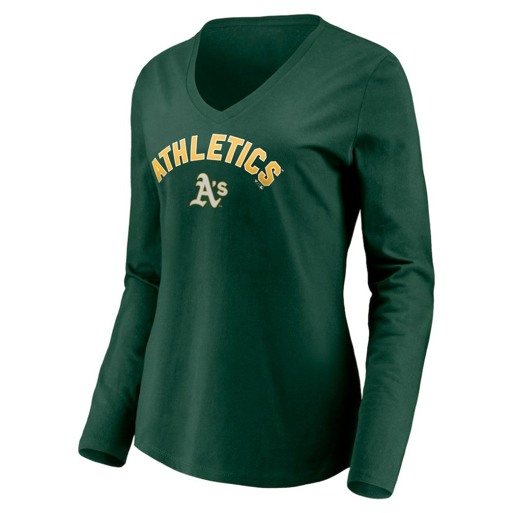 Athletics Women's Personalized Winning Streak Name & Number Long Sleeve V-Neck T-Shirt - Green - MLB Sale