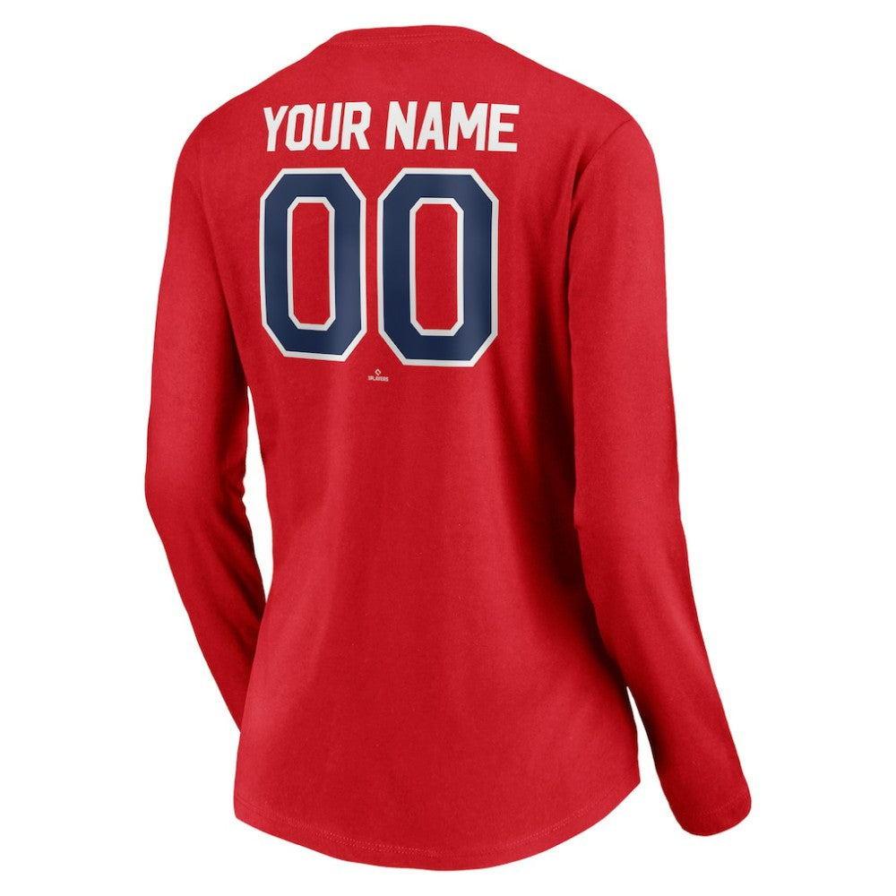 Philadelphia Phillies Women's Personalized Winning Streak Name & Number Long Sleeve V-Neck T-Shirt - Red - MLB on Sale