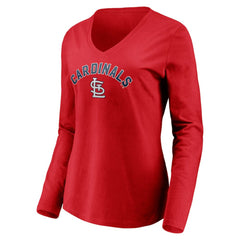 St. Louis Cardinals Women's Personalized Winning Streak Name & Number Long Sleeve V-Neck T-Shirt - Red - MLB Sale