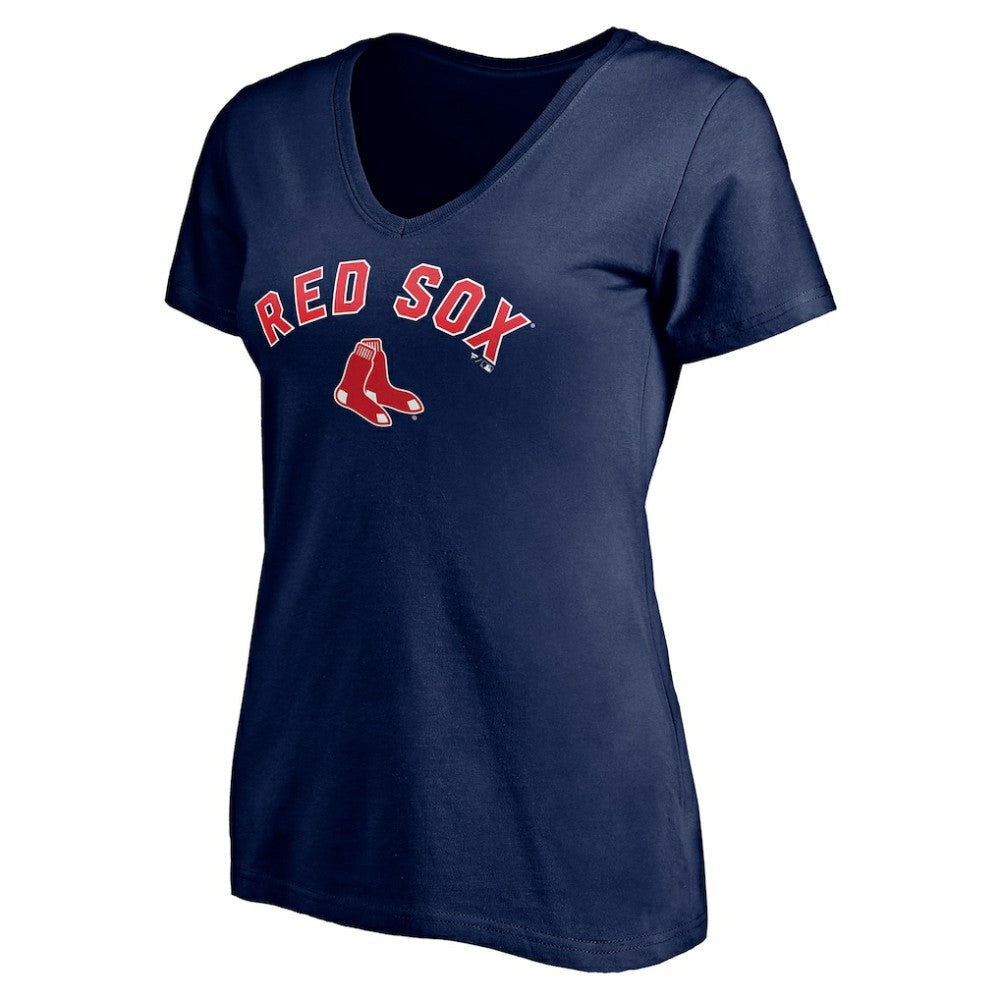 Boston Red Sox Women's Personalized Winning Streak Name & Number V-Neck T-Shirt - Navy - MLB Sale