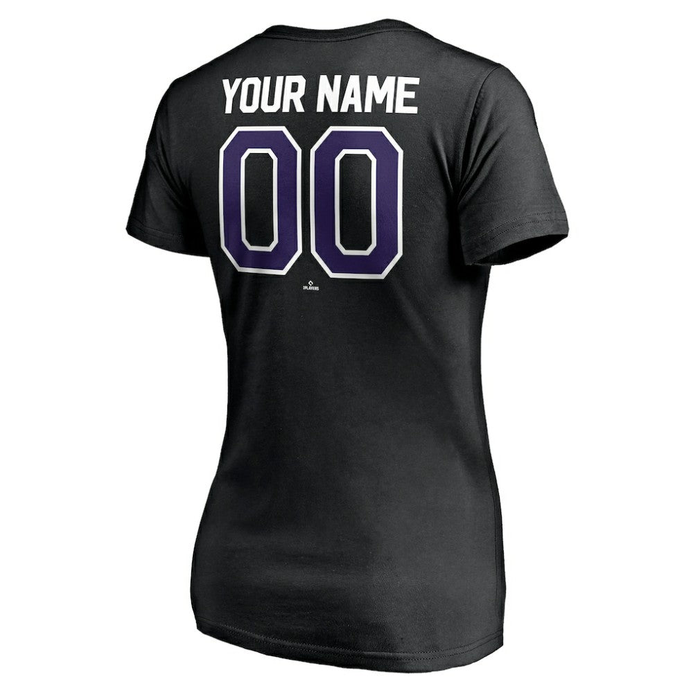 Colorado Rockies Women's Personalized Winning Streak Name & Number V-Neck T-Shirt - Black - MLB Discount