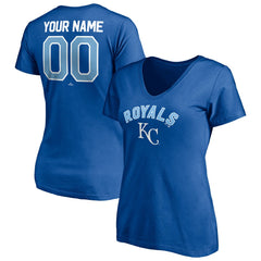 Kansas City Royals Women's Personalized Winning Streak Name & Number V-Neck T-Shirt - Royal - MLB Discount