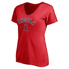 Los Angeles Angels Women's Personalized Winning Streak Name & Number V-Neck T-Shirt - Red - MLB Lifestyle