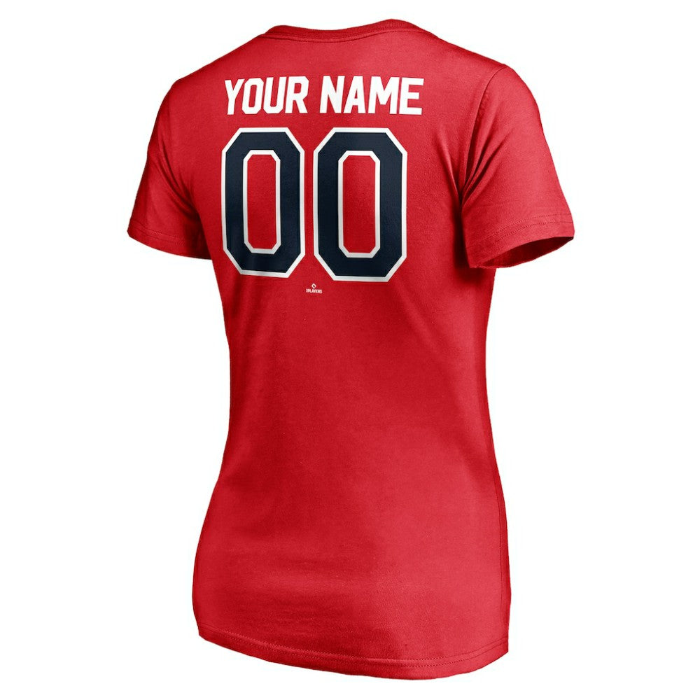 Los Angeles Angels Women's Personalized Winning Streak Name & Number V-Neck T-Shirt - Red - MLB Lifestyle