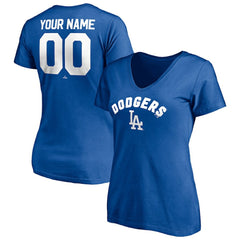 Los Angeles Dodgers Women's Personalized Winning Streak Name & Number V-Neck T-Shirt - Royal - MLB Online
