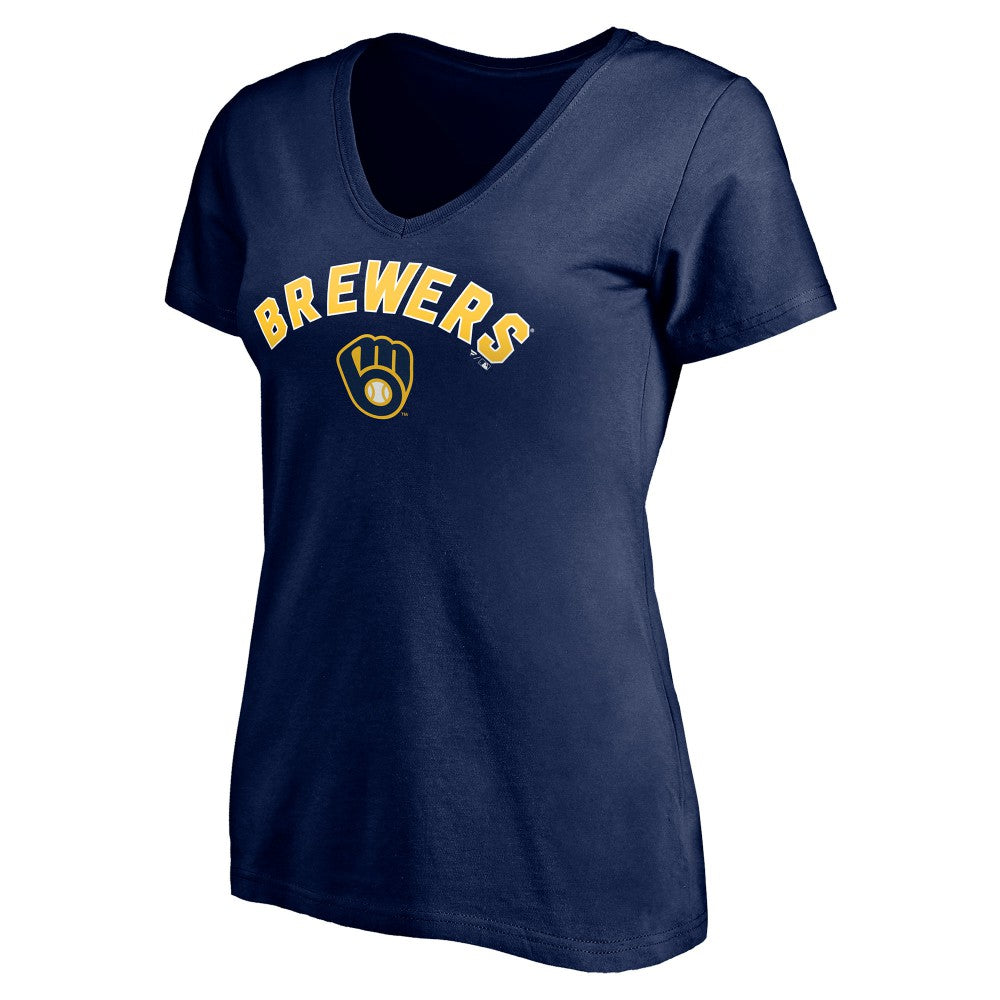 Milwaukee Brewers Women's Personalized Winning Streak Name & Number V-Neck T-Shirt - Navy - MLB Discount