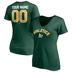 Athletics Women's Personalized Winning Streak Name & Number V-Neck T-Shirt - Green - MLB on Sale