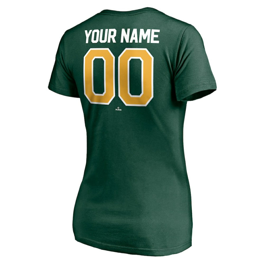 Athletics Women's Personalized Winning Streak Name & Number V-Neck T-Shirt - Green - MLB on Sale