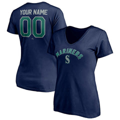 Seattle Mariners Women's Personalized Winning Streak Name & Number V-Neck T-Shirt - Navy - MLB Sale