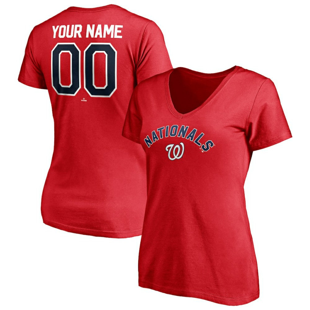 Washington Nationals Women's Personalized Winning Streak Name & Number V-Neck T-Shirt - Red - MLB on Sale