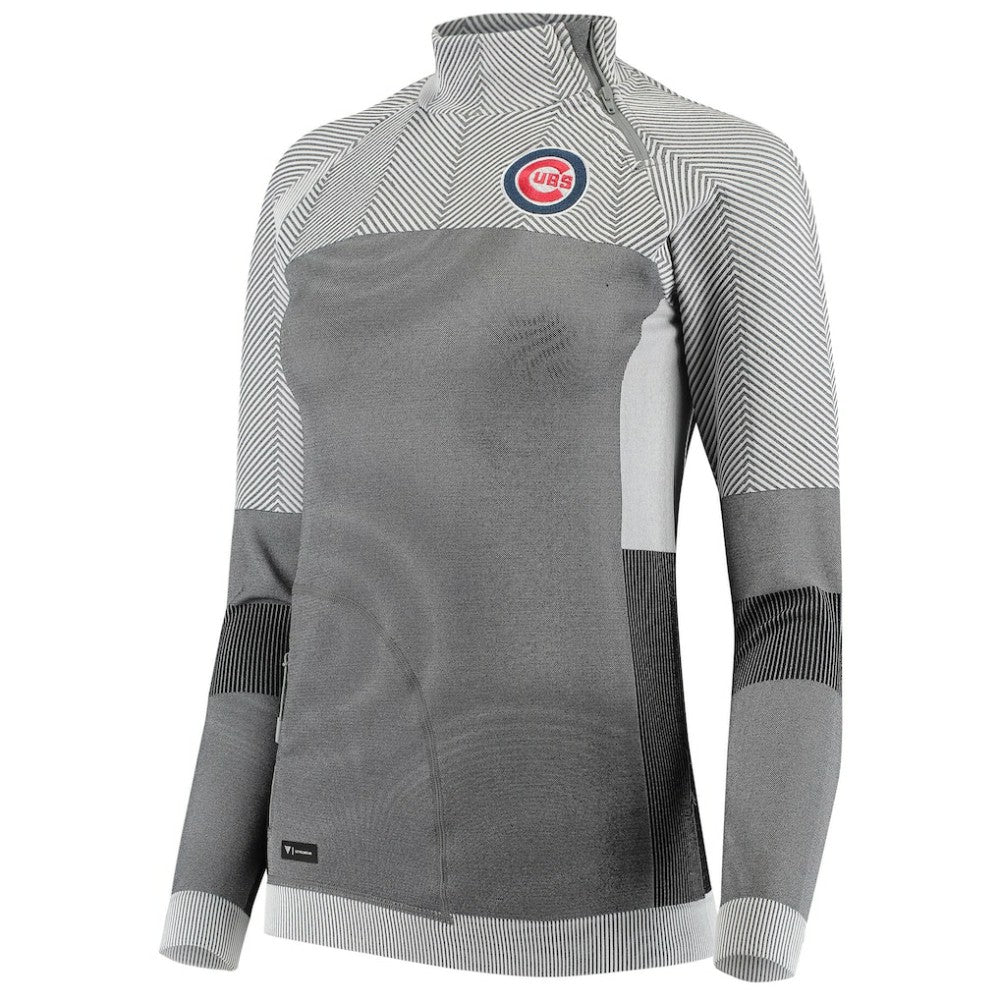 Chicago Cubs Levelwear Women's Verse Asymmetrical Raglan Tri-Blend Quarter-Zip Jacket - Gray - MLB Online