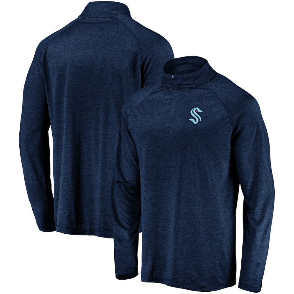 Seattle Kraken Fanatics Primary Logo Quarter-Zip Pullover Fleece Jacket - Navy - NHL 4012261