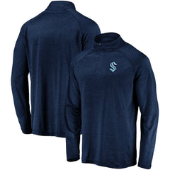 Seattle Kraken Fanatics Primary Logo Quarter-Zip Pullover Fleece Jacket - Navy - NHL 4012261