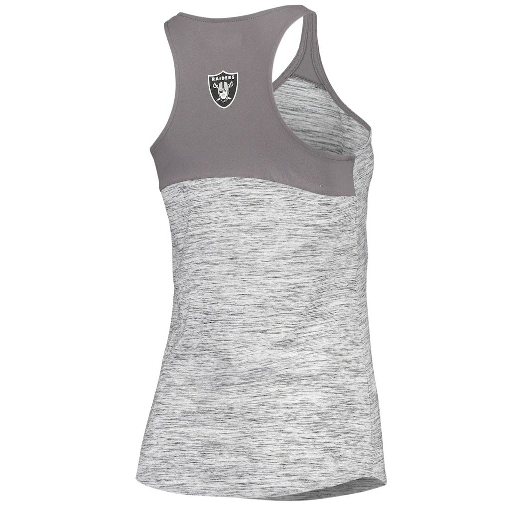 Las Vegas Raiders New Era Women's Space Dye Racerback Scoop Neck Tank Top Silver/Black