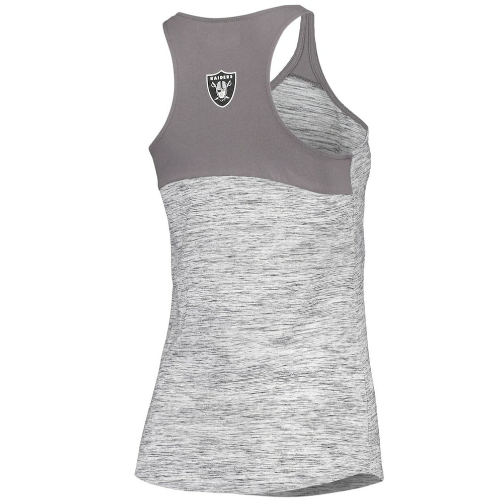 Las Vegas Raiders New Era Women's Space Dye Racerback Scoop Neck Tank Top Silver/Black