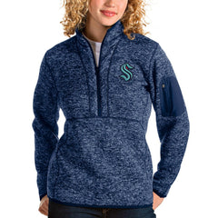 Seattle Kraken Antigua Women's Fortune Half-Zip Sweatshirt - Heather Navy - NHL 4014454
