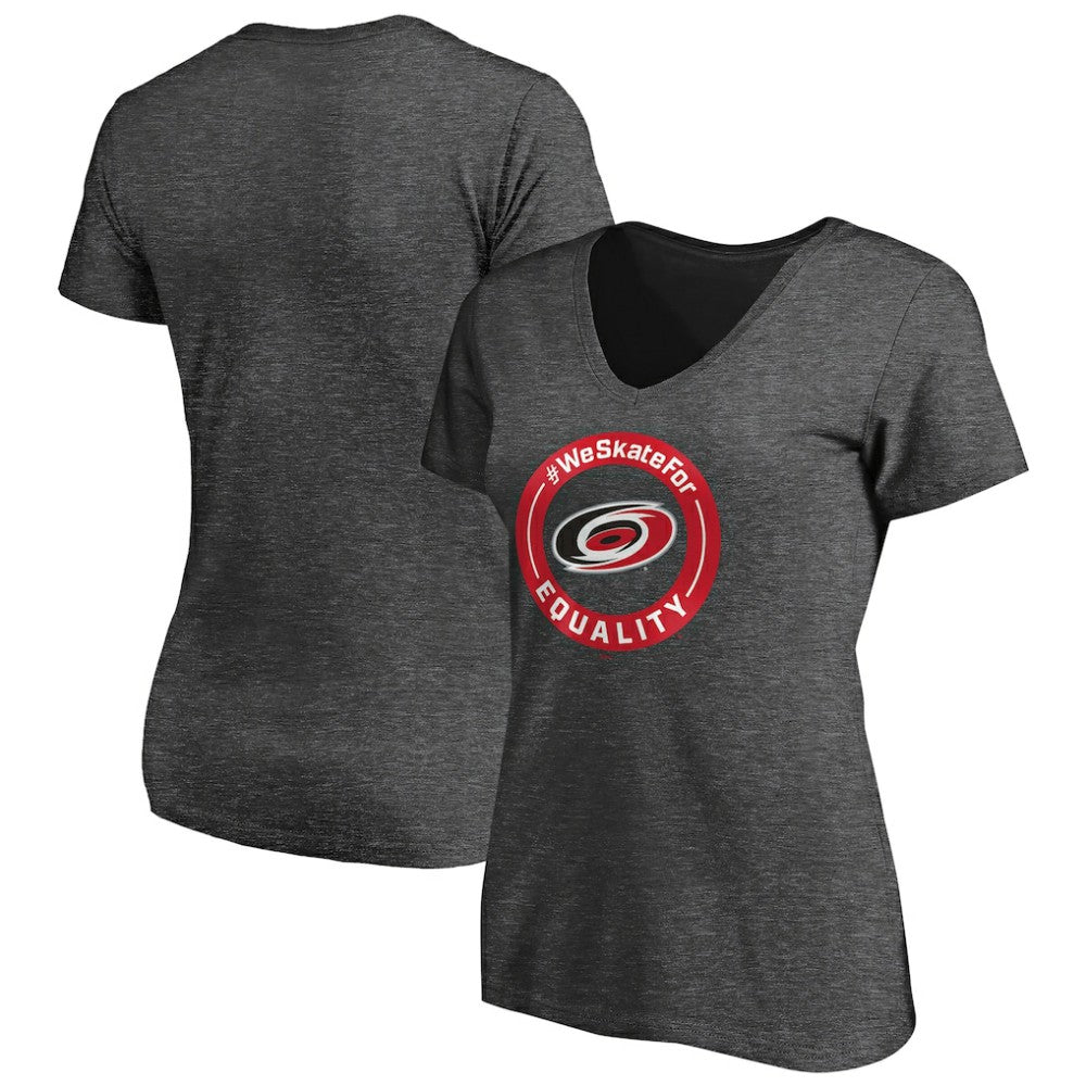 Carolina Hurricanes Women's #WeSkateFor V-Neck T-Shirt - Heather Gray - NHL 4017816