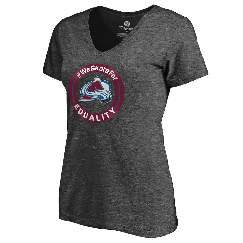 Colorado Avalanche Women's #WeSkateFor V-Neck T-Shirt - Heather Gray - NHL 4017818
