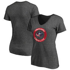 Columbus Blue Jackets Women's #WeSkateFor V-Neck T-Shirt - Heather Gray - NHL 4017819