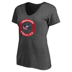Columbus Blue Jackets Women's #WeSkateFor V-Neck T-Shirt - Heather Gray - NHL 4017819