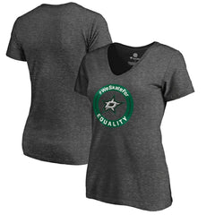 Dallas Stars Women's #WeSkateFor V-Neck T-Shirt - Heather Gray - NHL 4017820
