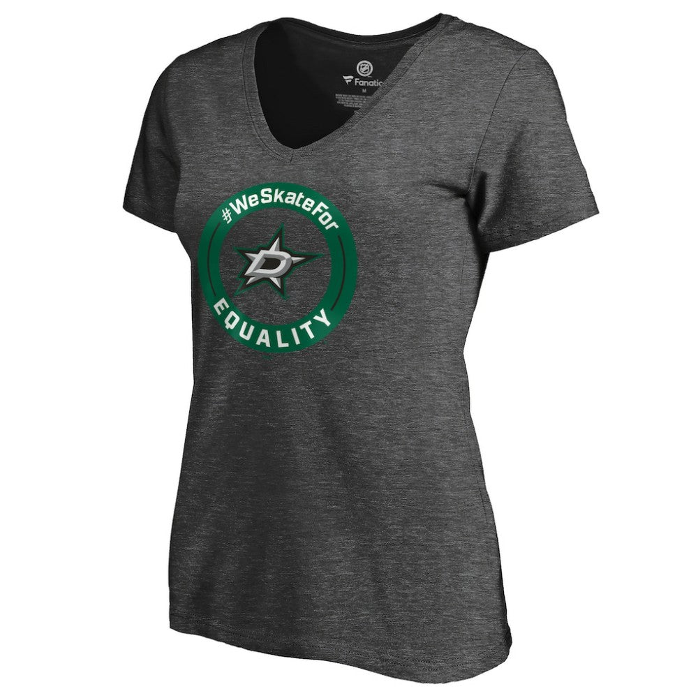 Dallas Stars Women's #WeSkateFor V-Neck T-Shirt - Heather Gray - NHL 4017820
