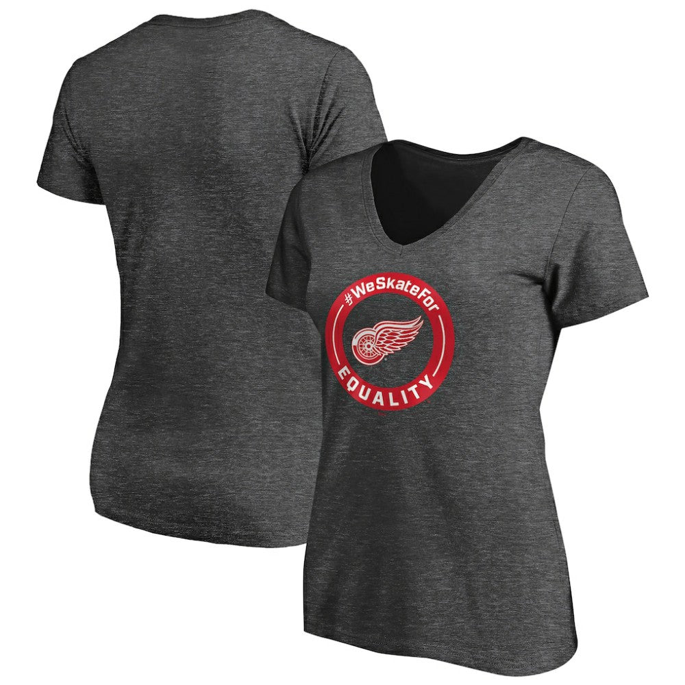 Detroit Red Wings Women's #WeSkateFor V-Neck T-Shirt - Heather Gray - NHL 4017821