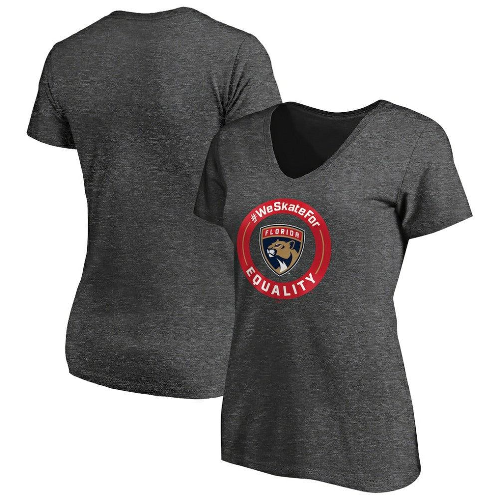 Florida Panthers Women's #WeSkateFor V-Neck T-Shirt - Heather Gray - NHL 4017823