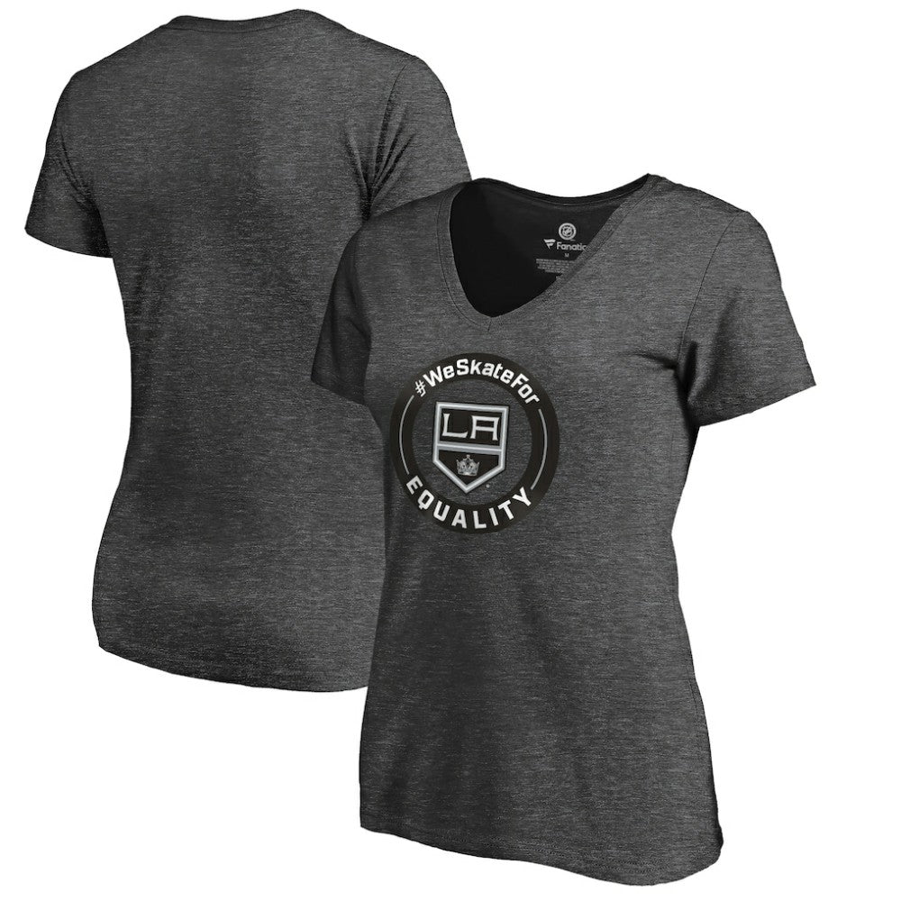 Los Angeles Kings Women's #WeSkateFor V-Neck T-Shirt - Heather Gray - NHL 4017824
