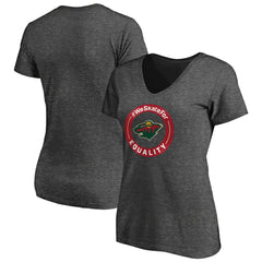 Minnesota Wild Women's #WeSkateFor V-Neck T-Shirt - Heather Gray - NHL 4017825
