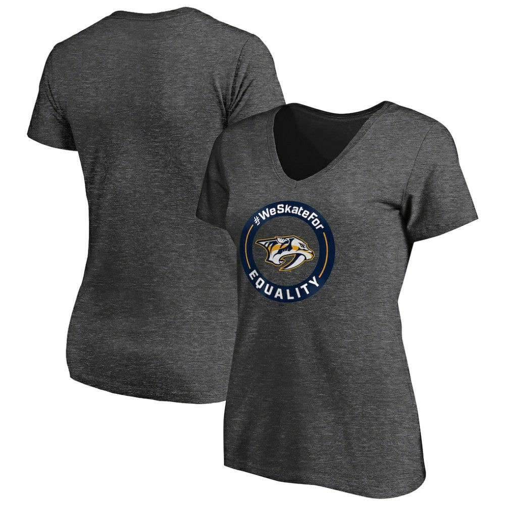 Nashville Predators Women's #WeSkateFor V-Neck T-Shirt - Heather Gray - NHL 4017828