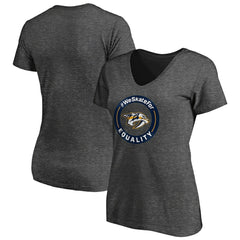Nashville Predators Women's #WeSkateFor V-Neck T-Shirt - Heather Gray - NHL 4017828