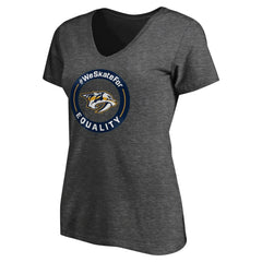 Nashville Predators Women's #WeSkateFor V-Neck T-Shirt - Heather Gray - NHL 4017828