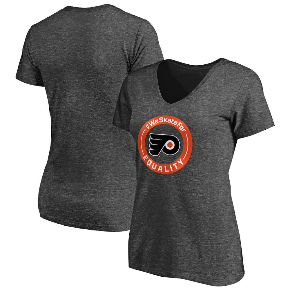 Philadelphia Flyers Women's #WeSkateFor V-Neck T-Shirt - Heather Gray - NHL 4017833