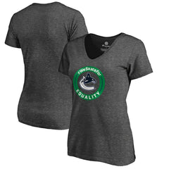 Vancouver Canucks Women's #WeSkateFor V-Neck T-Shirt - Heather Gray - NHL 4017839