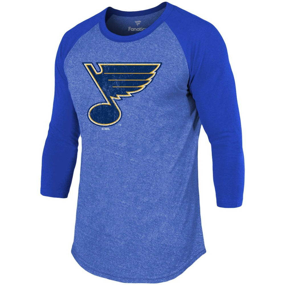 Jordan Binnington St. Louis Blues Fanatics Name & Number Tri-Blend Raglan 3/4-Sleeve T-Shirt - Blue - NHL 4019059