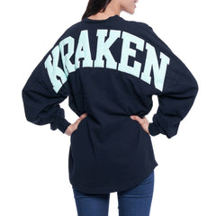 Seattle Kraken Fanatics Women's Lace Up Long Sleeve Spirit Top - Navy - NHL 4025072