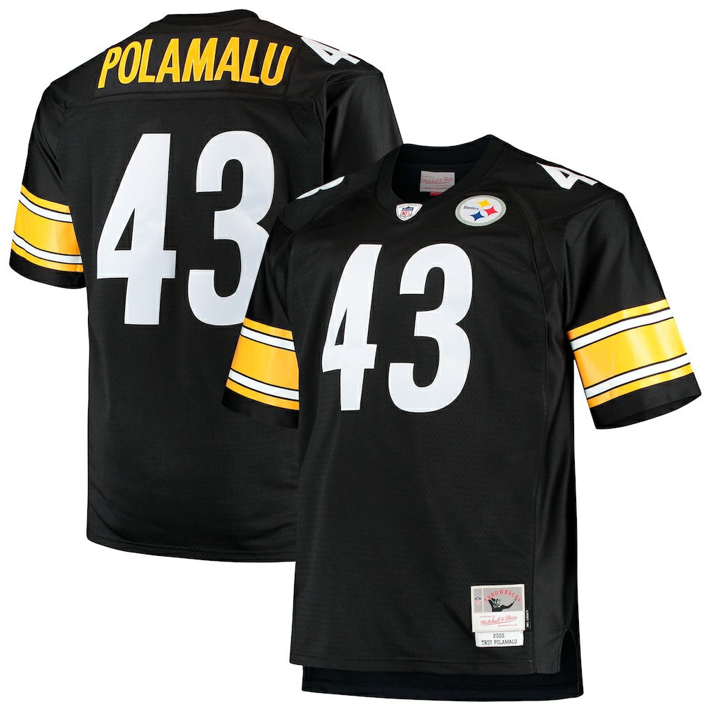 Mitchell & Ness Troy Polamalu Pittsburgh Steelers Big & Tall 2005 Retired Player Replica Jersey Black