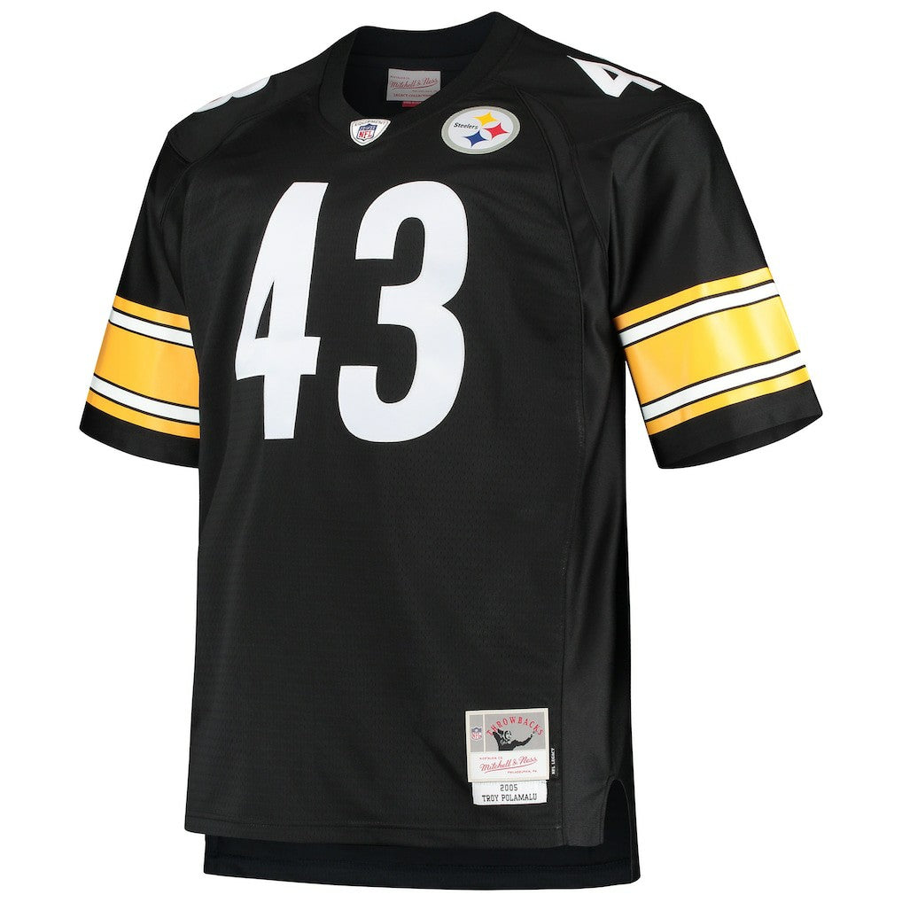 Mitchell & Ness Troy Polamalu Pittsburgh Steelers Big & Tall 2005 Retired Player Replica Jersey Black