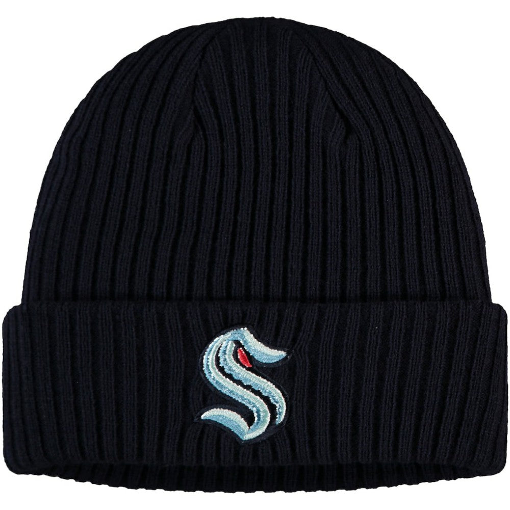 Seattle Kraken Fanatics Core Primary Logo Cuffed Knit Hat - Navy - NHL 4026665