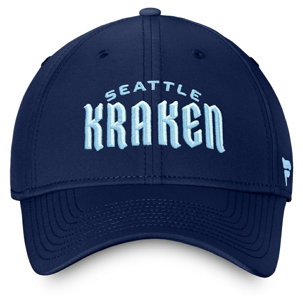 Seattle Kraken Fanatics Wordmark Flex Hat - Deep Sea Blue - NHL 4026749